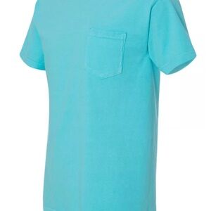 COMFORT COLORS POCKET T-SHIRT (6030) ADULT 2XL - LAGOON BLUE - NEW - BLANK